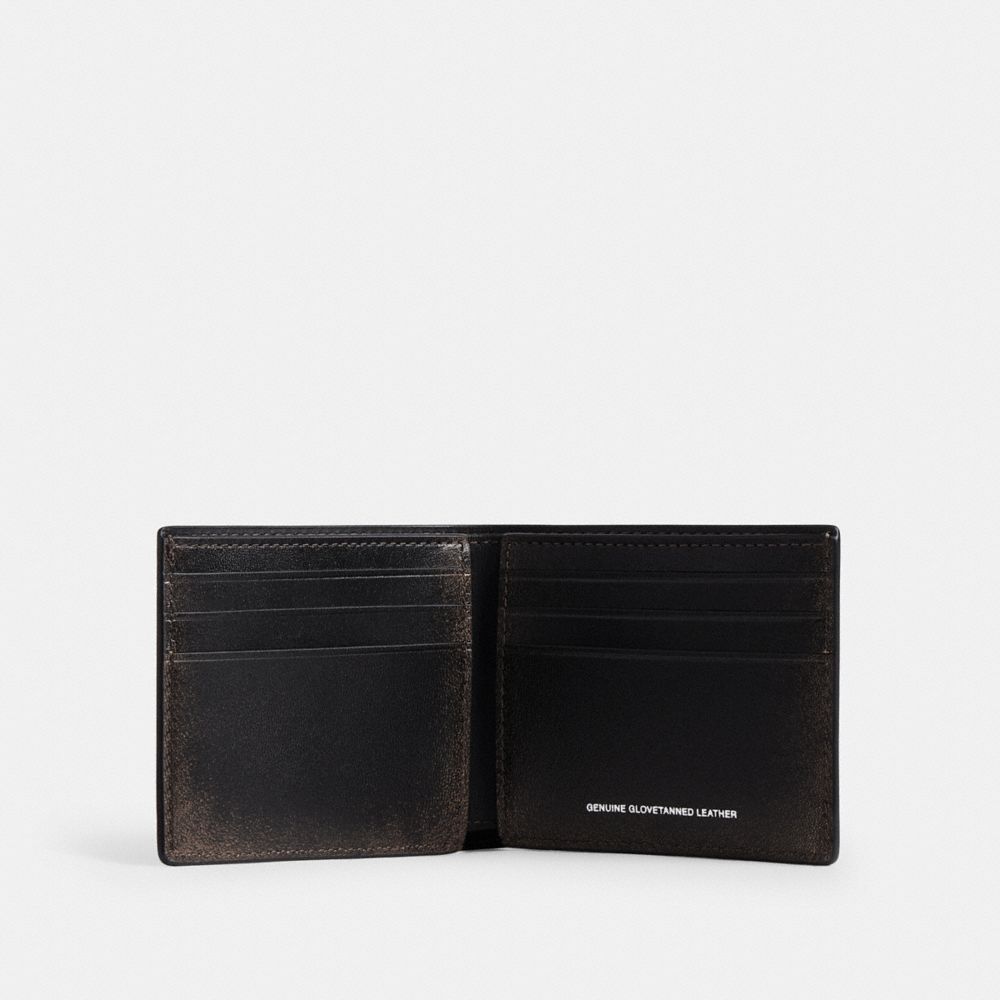 COACH®,Slim Billfold Wallet In Loved Leather,Leather,Bi Fold,Casual,Black,Inside View,Top View