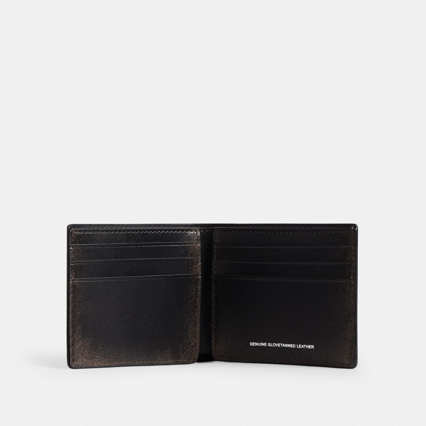 Тонкий кошелёк-бифолд Coach из кожи Loved Leather, цвет: Чёрный / Рыжевато-коричневый — фото 3
