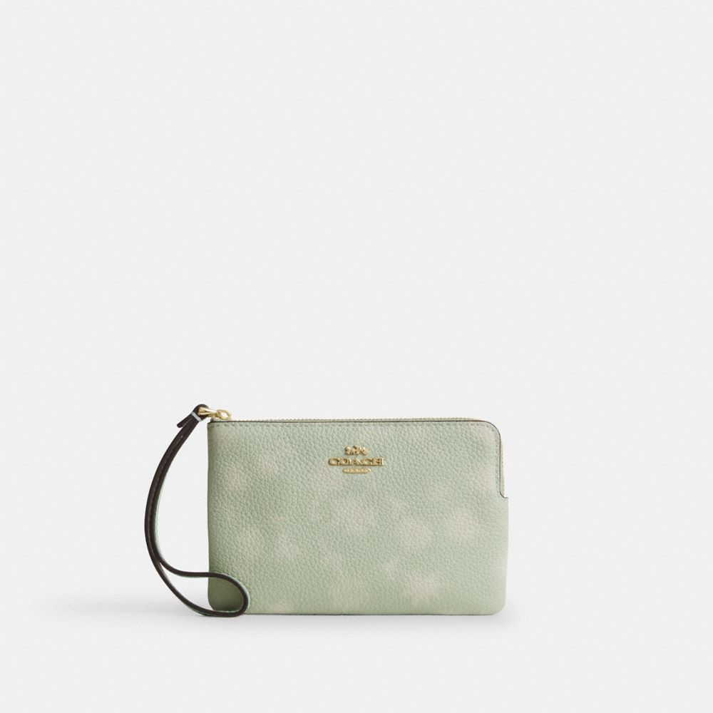 COACH®,Corner Zip Wristlet With Floral Print,,Front View