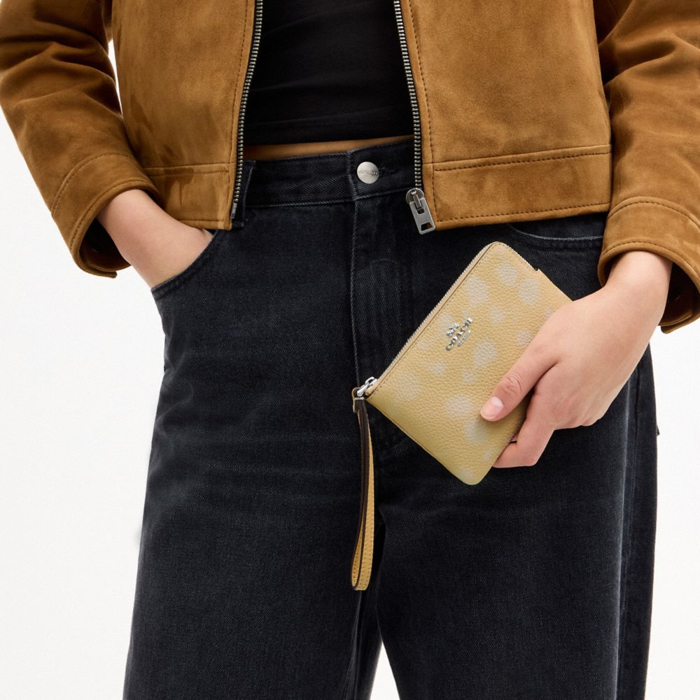 COACH®,Corner Zip Wristlet With Floral Print,,Detail View