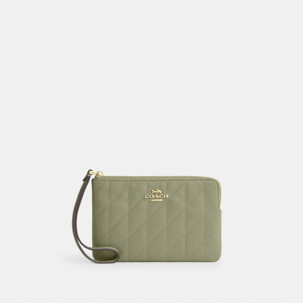 COACH®,Corner Zip Wristlet With Quilting,,Front View