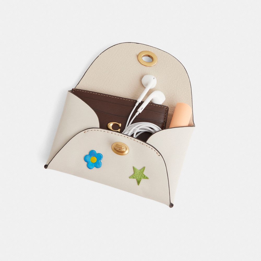 COACH®,Remade Medium Pouch With Stickers,,Inside View,Top View