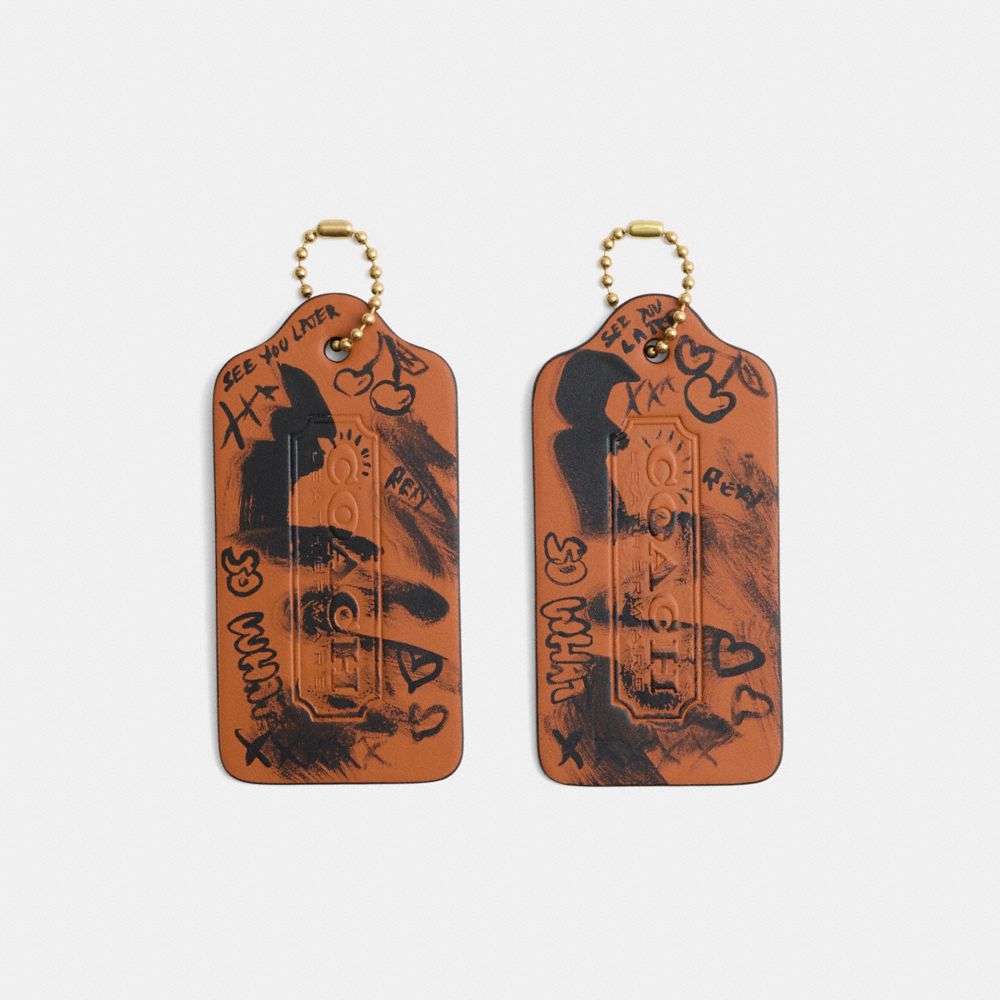 Remade Extra Large Hangtag Bag Charm With Hand Painting