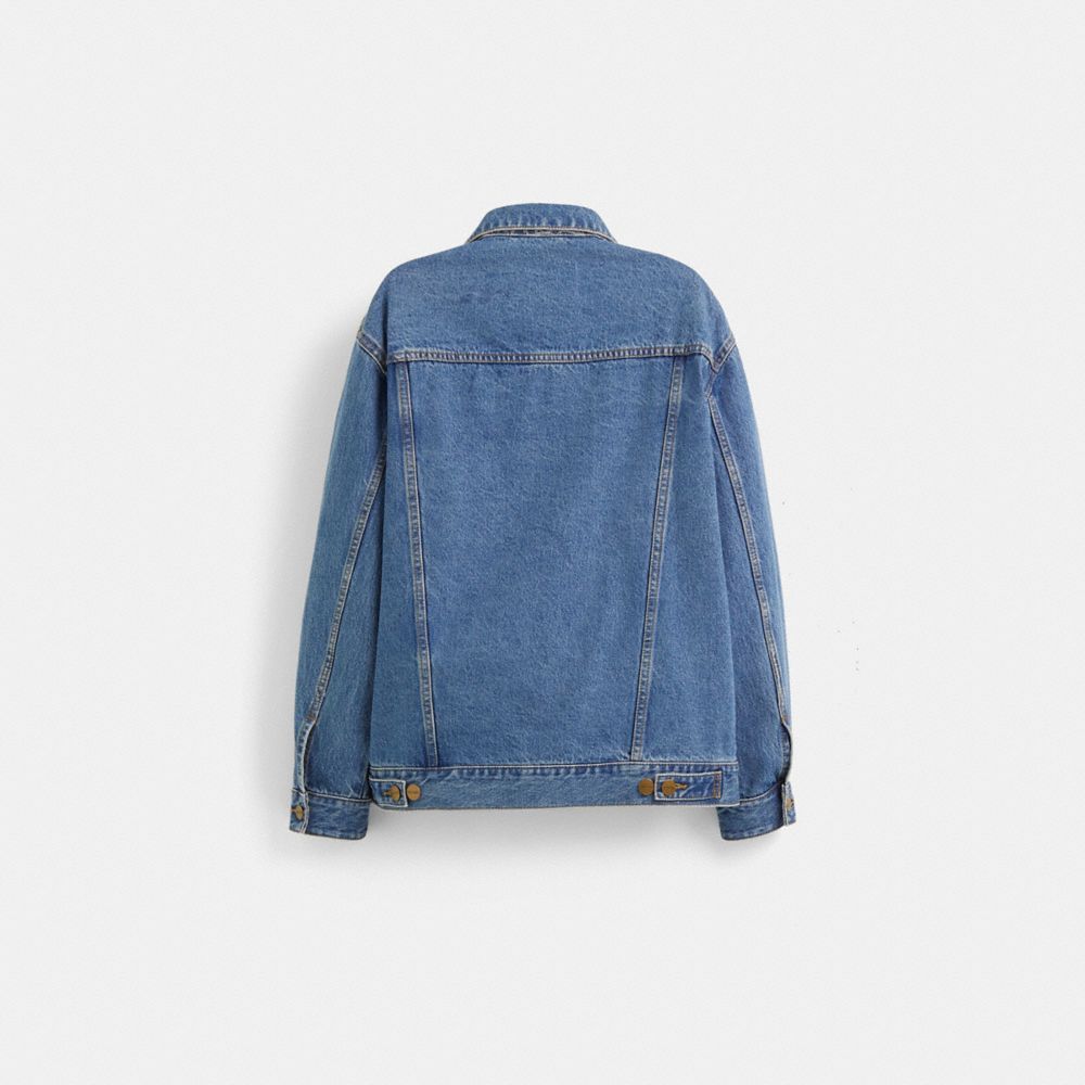 COACH®,Restored Oversized Signature Denim Jacket,,Back View