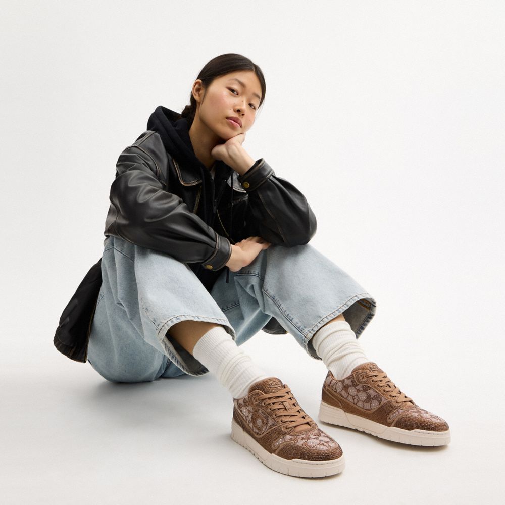 COACH®,Soho Sneaker In Crystal Signature Jacquard,,Detail View