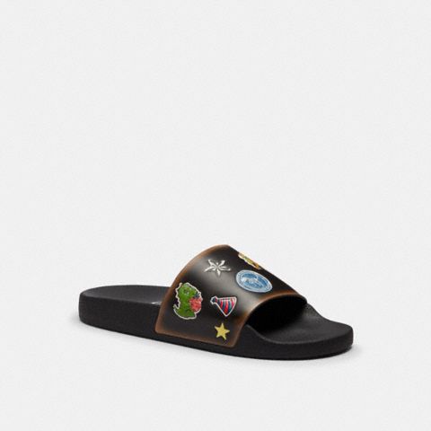 Мужские сандалии Coach Rexy 10th Birthday Pool Slide With Sticker Print