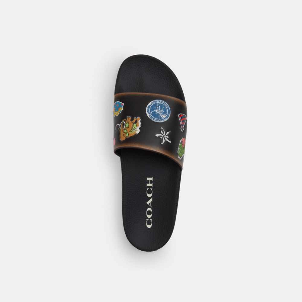 Мужские сандалии Coach Rexy 10th Birthday Pool Slide With Sticker Print — фото 2