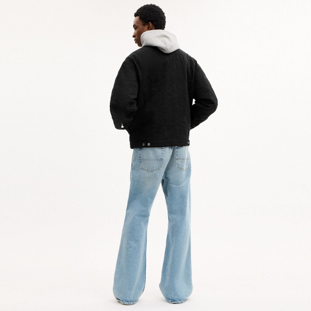 COACH®,Quilted Workwear Jacket,Leather,Recycled Polyester,Organic Cotton,Viscose,Cotton,Polyester,Quilted,Logo,Eco-Friendl...,Black,Scale View