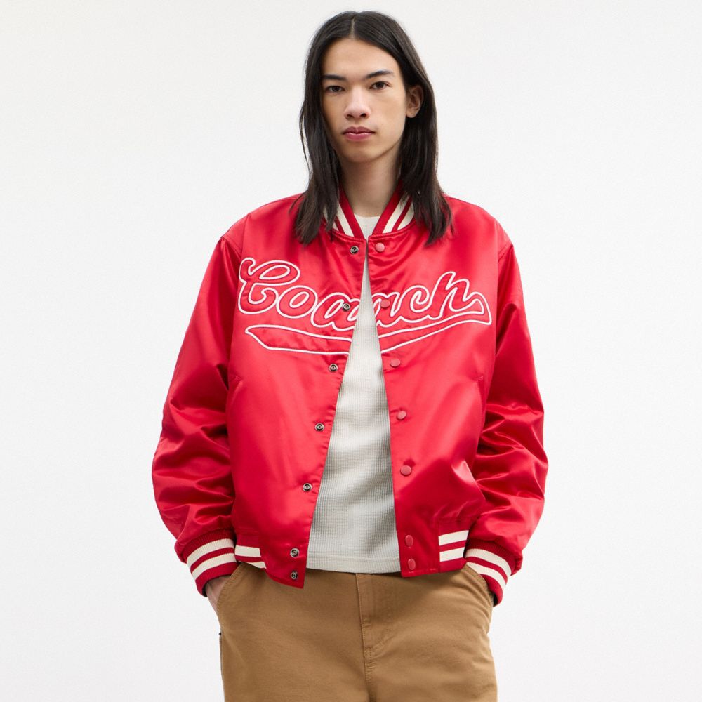 COACH®,Reversible Souvenir Jacket,Lining Recycled Polyester,Polyamide,Polyester,Recycled Plastic,Recycled Polyester,Bomber...,Red,Scale View