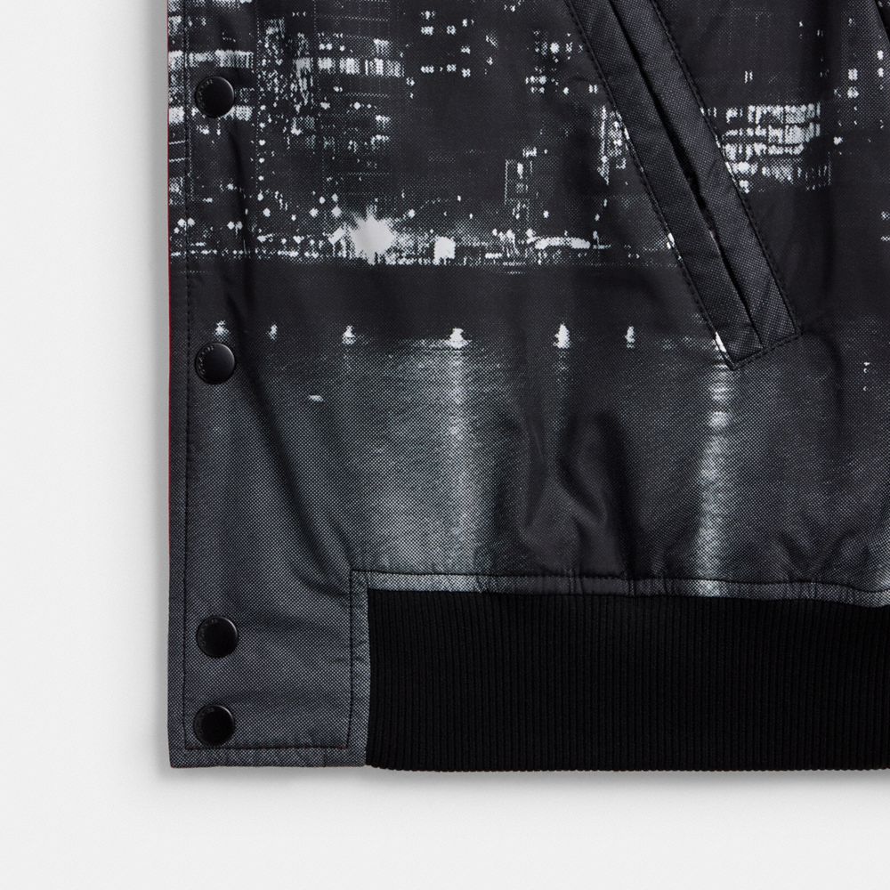 COACH®,Reversible Souvenir Jacket,Lining Recycled Polyester,Polyamide,Polyester,Recycled Plastic,Recycled Polyester,Bomber...,Red,Inside View,Top View