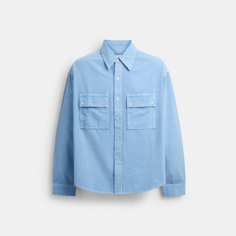 Coach Long Sleeve Canvas Shirt In Organic Cotton