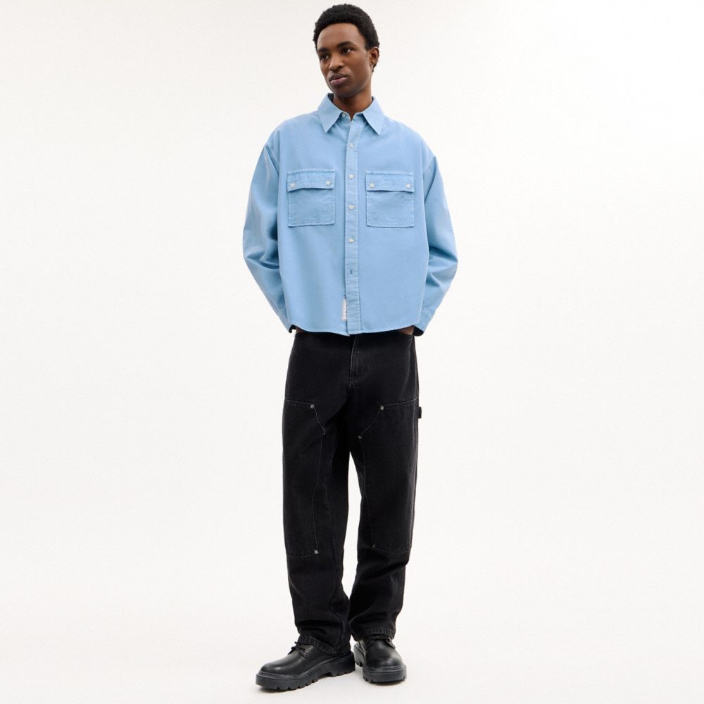 COACH®,Long Sleeve Canvas Shirt In Organic Cotton,,Scale View