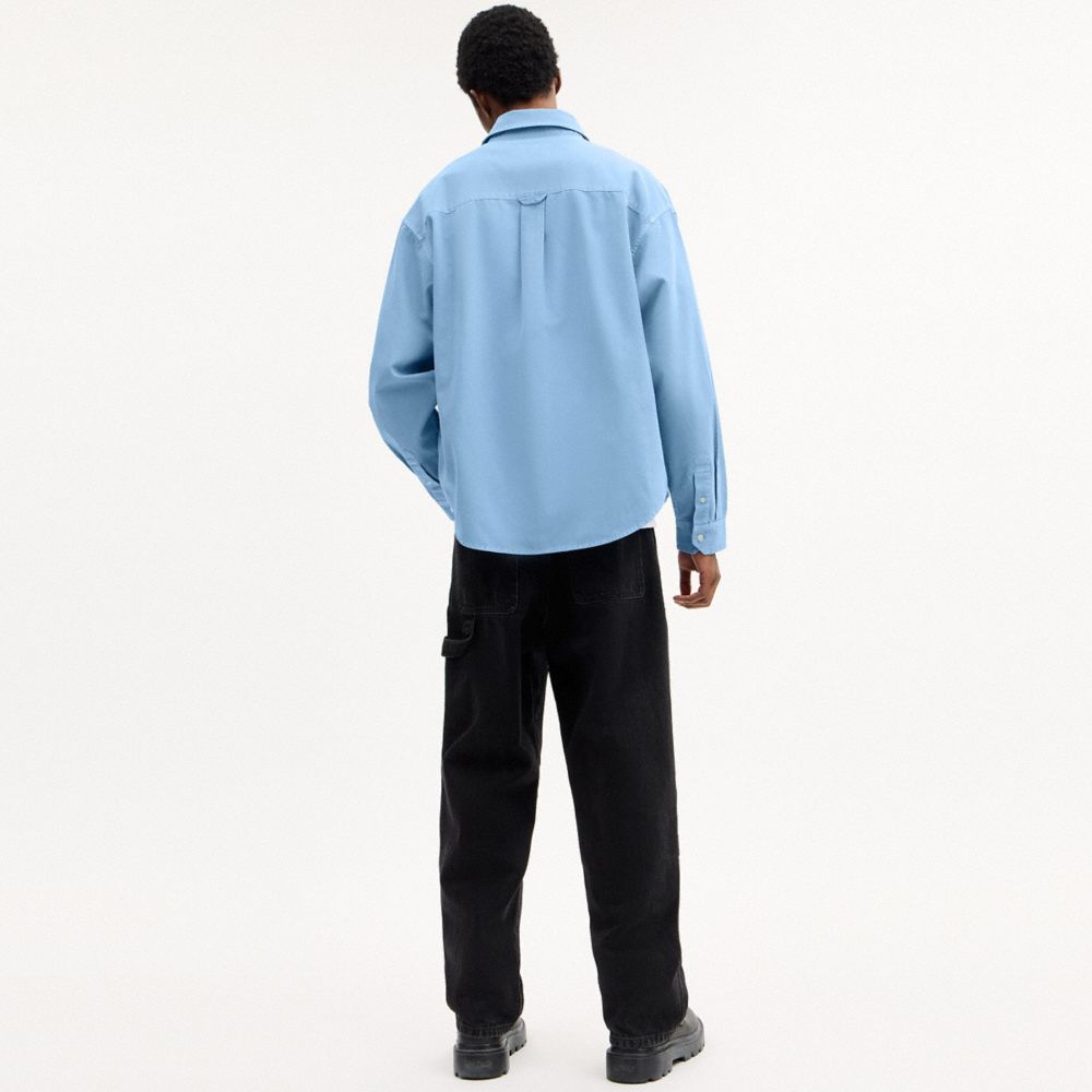 COACH®,Long Sleeve Canvas Shirt In Organic Cotton,,Scale View