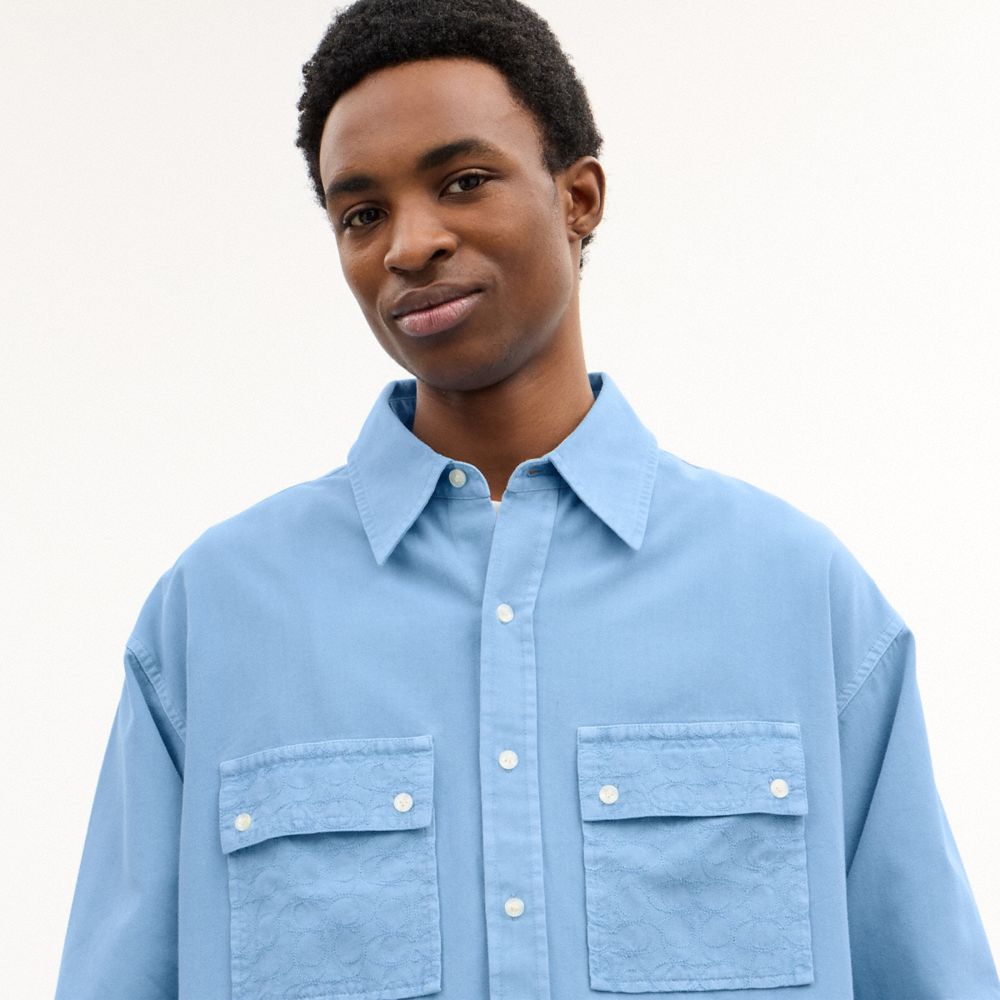 Coach Long Sleeve Canvas Shirt In Organic Cotton — фото 4