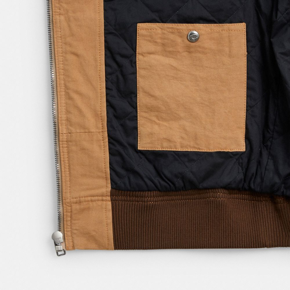COACH®,Canvas Zip Hoodie,,Inside View,Top View