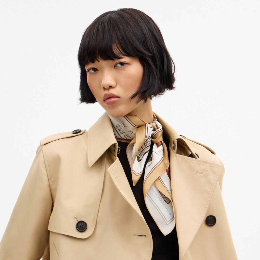 COACH®,Coach Originals Catalog Print Silk Bandana,Silk,Square,Logo,Casual,Multi Color,Detail View