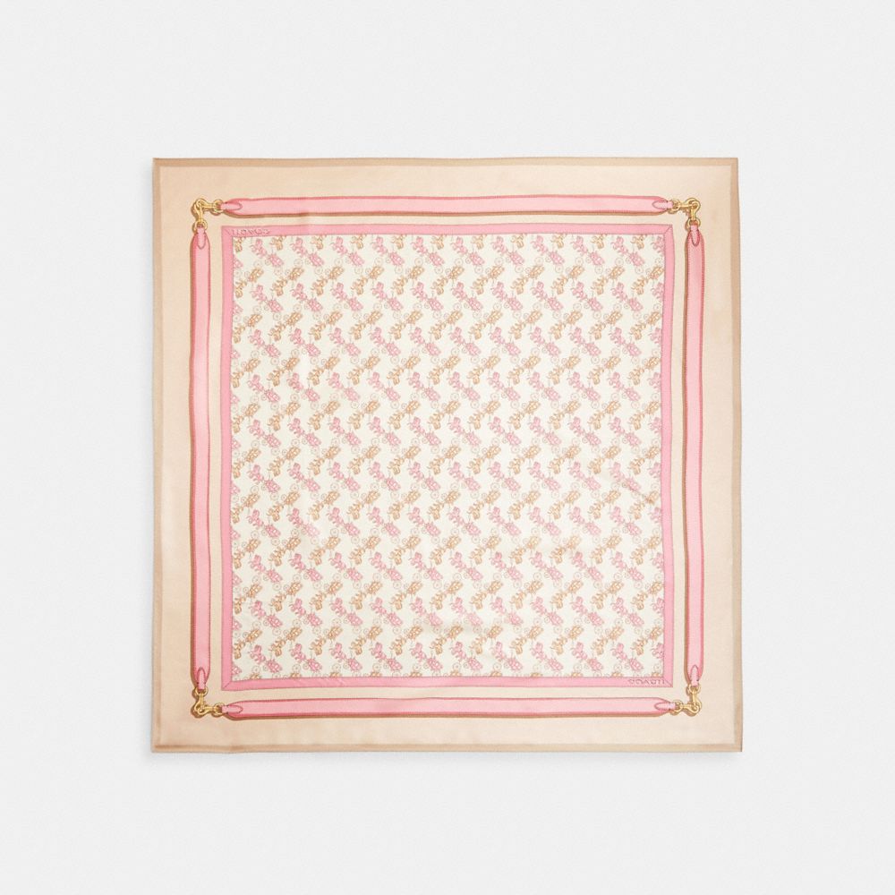COACH®,Horse And Carriage Strap Print Silk Square Scarf,Silk,Square,Color Block,Logo,Casual,,Front View