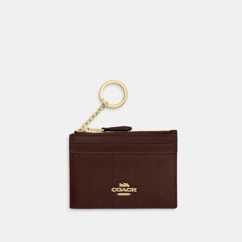 COACH®,Mini Skinny Id Case With Quilting,Recycled Polyester,Leather,Key Chain,Card Case,Metal Material,Logo,Key Ring,Susta...,,Front View