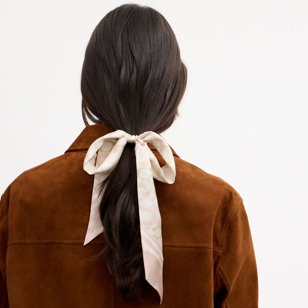 COACH®,Signature Silk Skinny Scarf,,Detail View