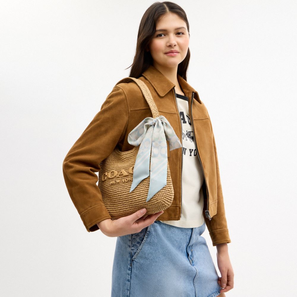 COACH®,Signature Silk Skinny Scarf,,Detail View