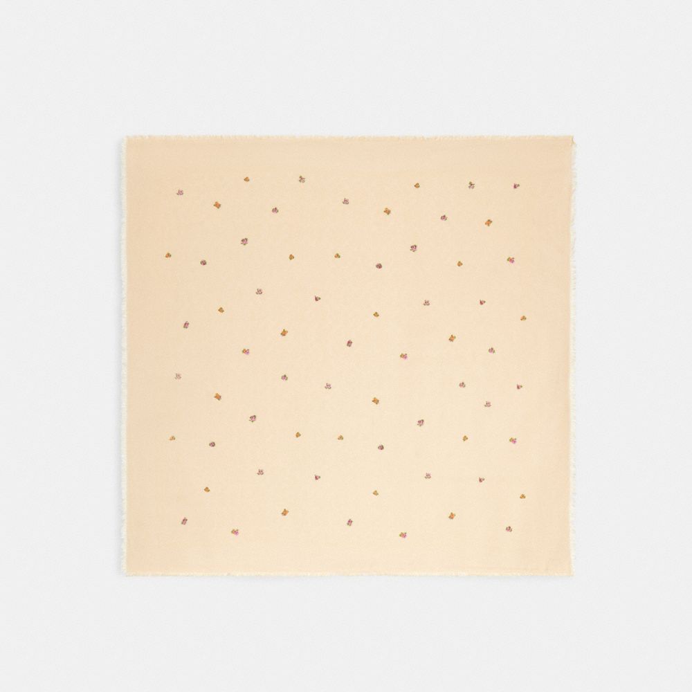 COACH®,Signature Mini Vintage Rose Print Oversized Square Scarf,,Front View