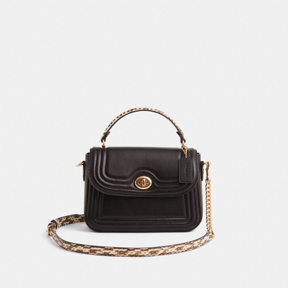 COACH®,Restored Marlie Top Handle Satchel With Border Quilting,,Front View