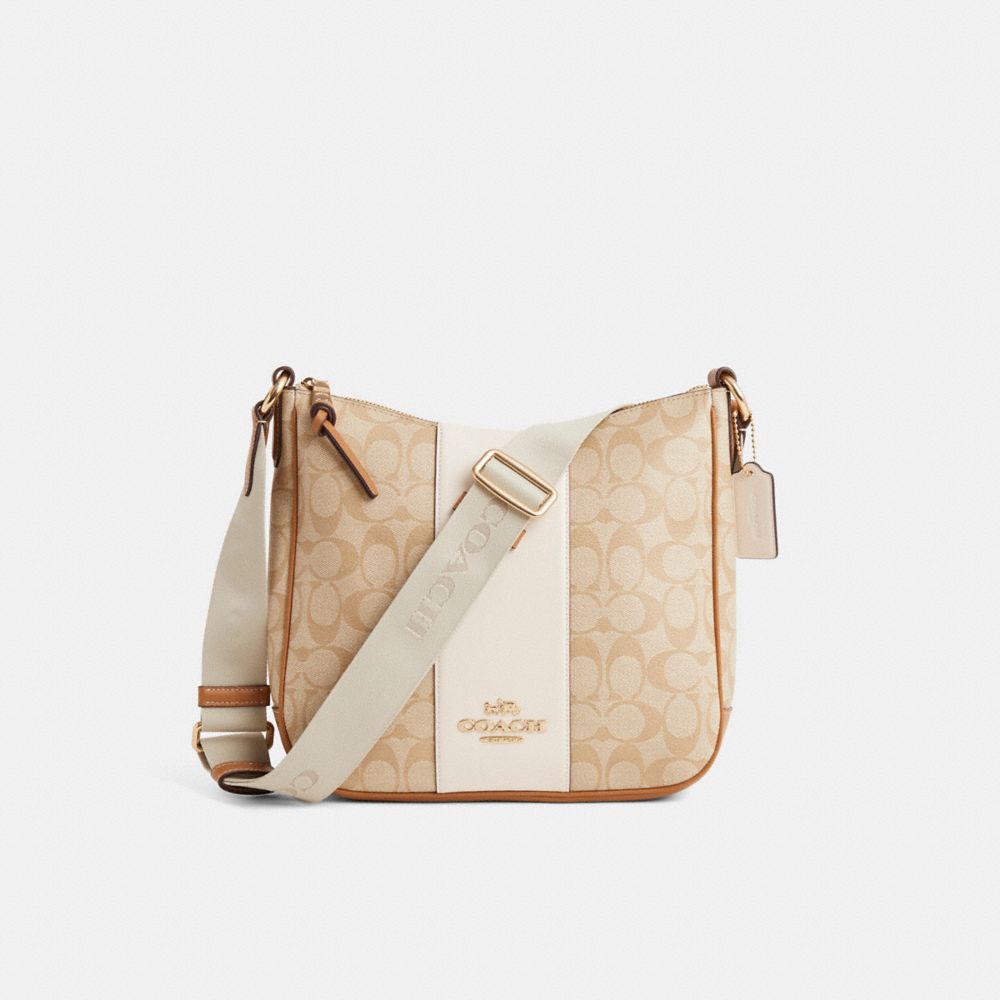 COACH®,Restored Ellie File Bag In Signature Canvas With Stripe,,Front View