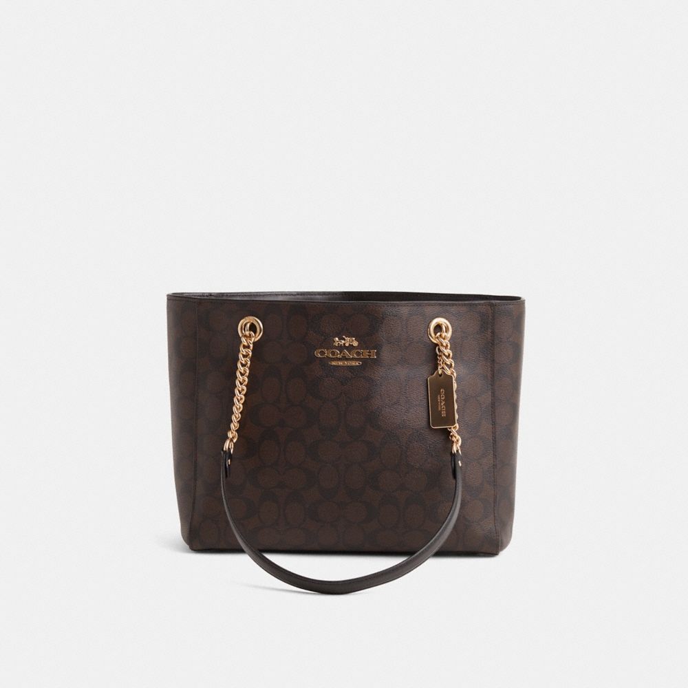 COACH®,Restored Cammie Chain Tote In Signature Canvas,,Front View