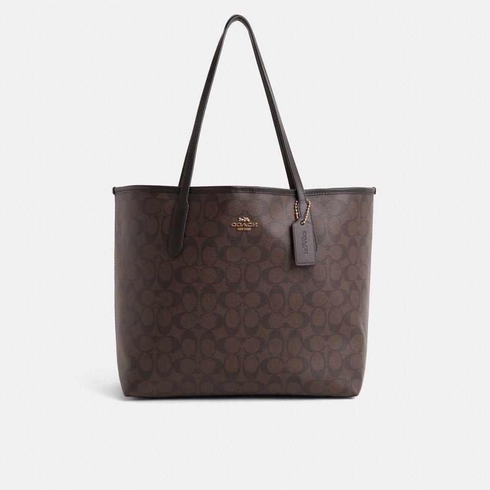 COACH®,Restored City Tote Bag In Signature Canvas,,Front View