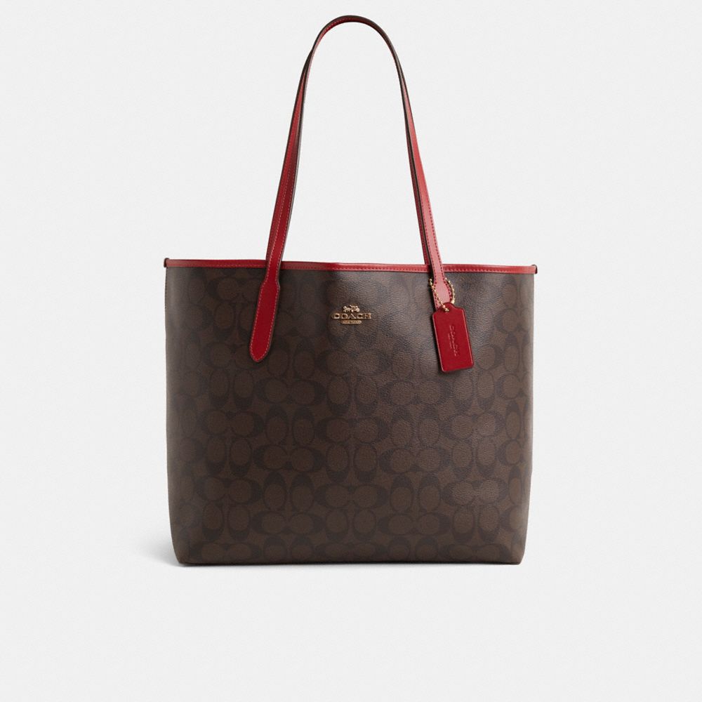 COACH®,Restored City Tote Bag In Signature Canvas,,Front View