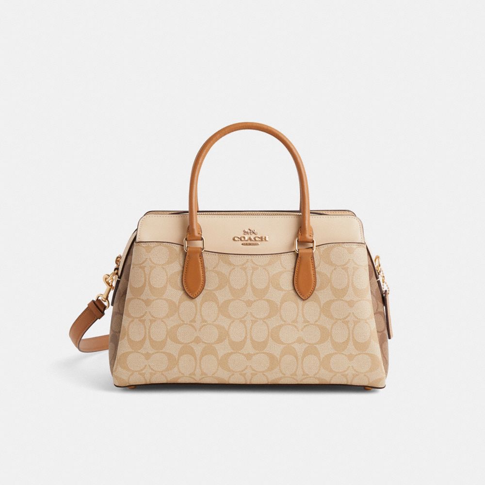 COACH®,Restored Darcie Carryall Bag In Blocked Signature Canvas,,Front View