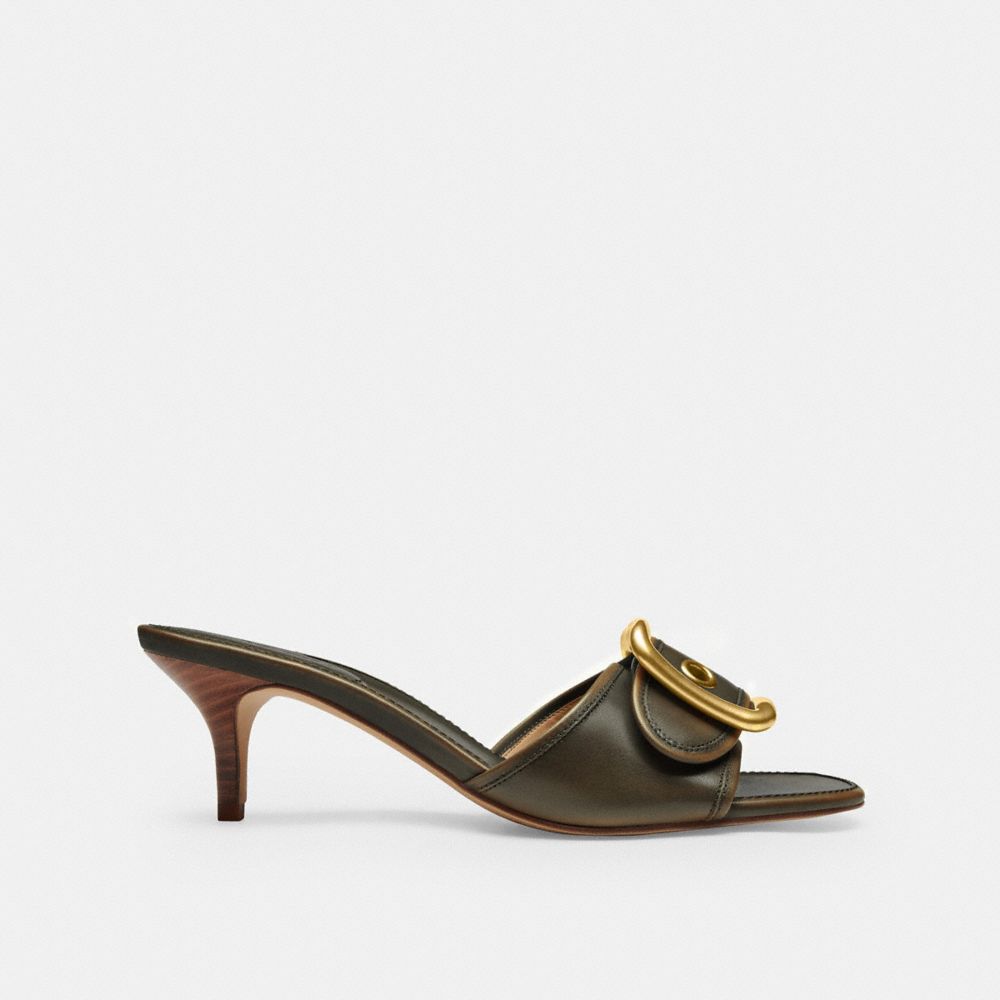 COACH®,Margot Sandal With Oversized Buckle In Loved Leather,,Angle View