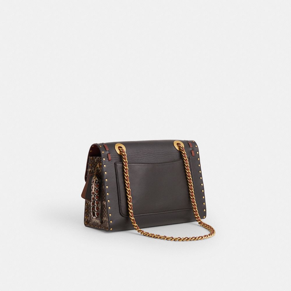 COACH®,Upcrafted Parker With Rivets And Snakeskin Detail,,Angle View