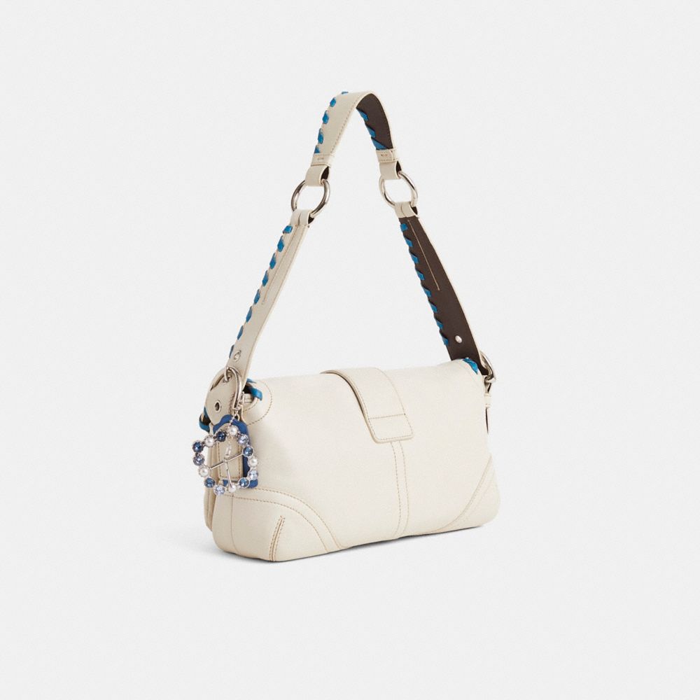 COACH®,Upcrafted Vintage Soho Pocket Flap Bag,White,Angle View