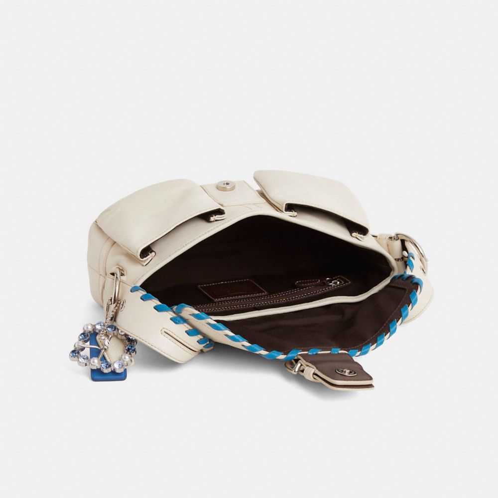 COACH®,Upcrafted Vintage Soho Pocket Flap Bag,White,Inside View,Top View