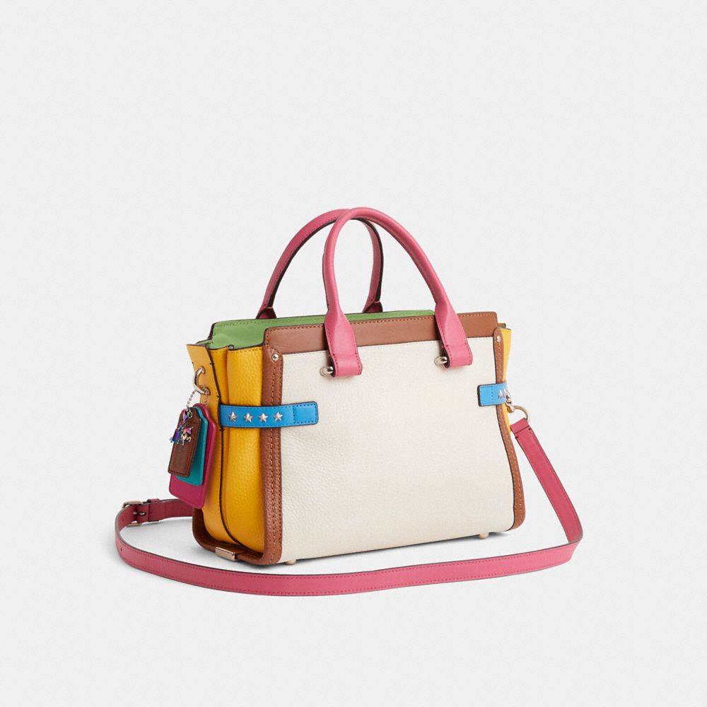 COACH®,Upcrafted Coach Swagger 27 In Rainbow Colorblock,,Angle View