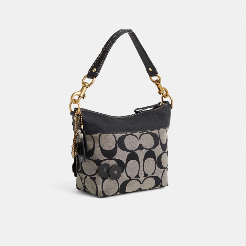 COACH®,Upcrafted Signature Stripe Shoulder Bag,,Angle View