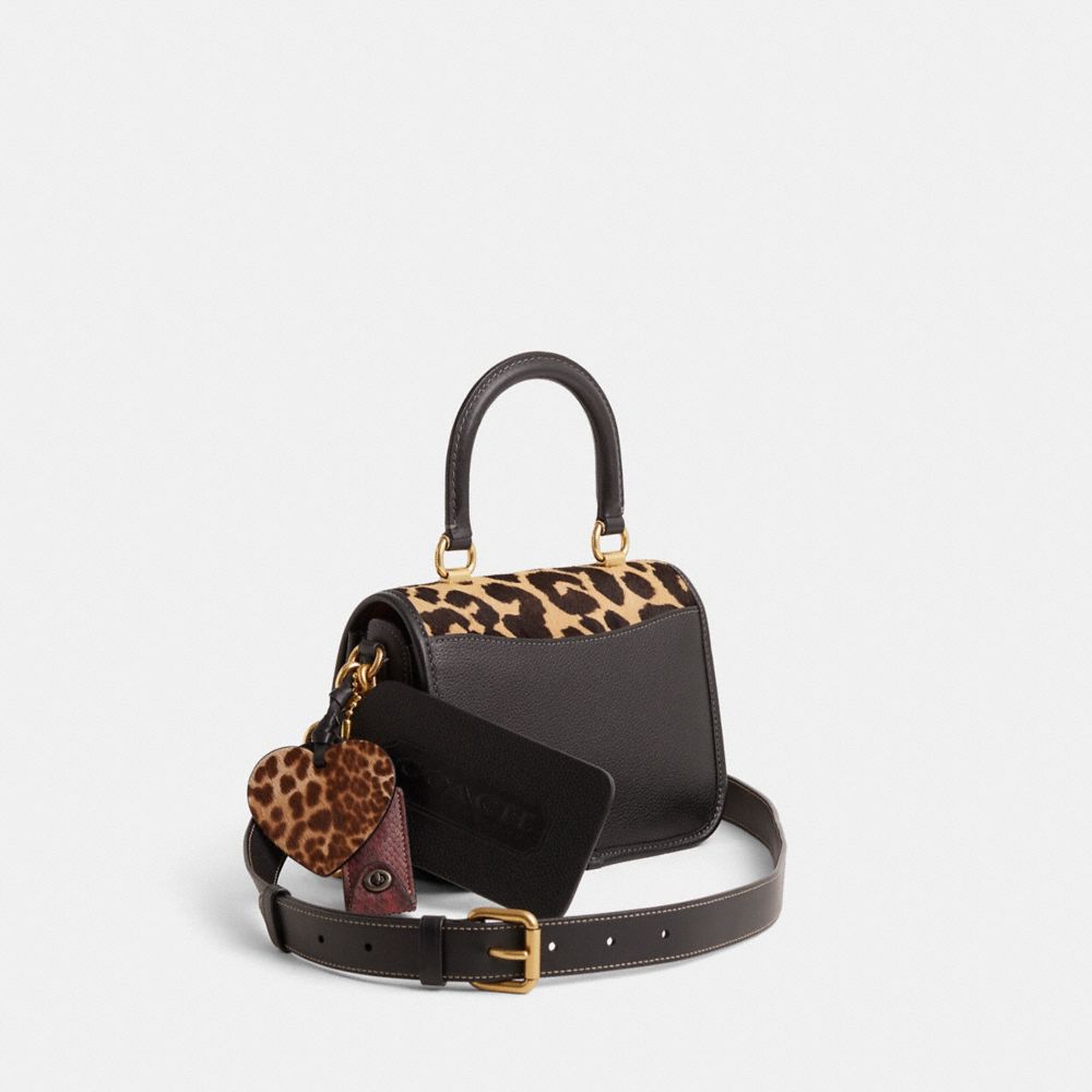 COACH®,Upcrafted Rogue Top Handle Bag In Haircalf With Leopard Print,,Angle View