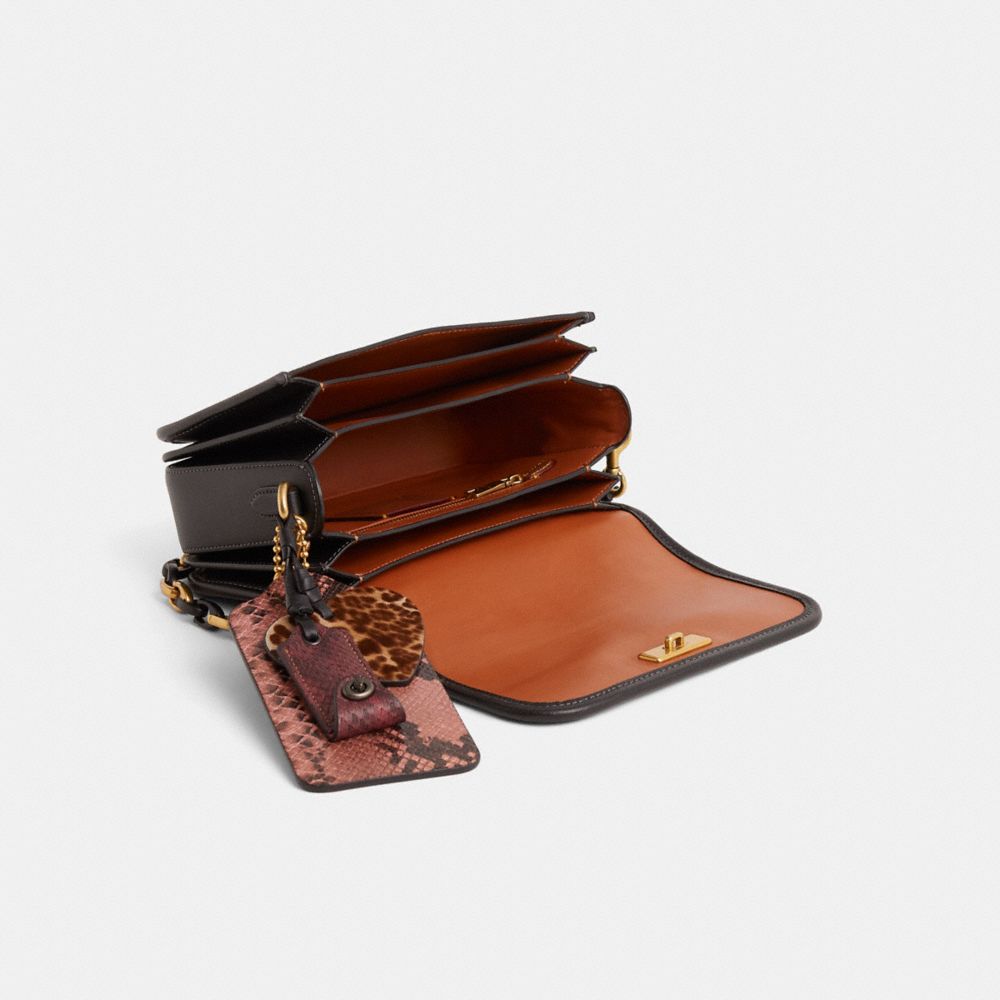 COACH®,Upcrafted Rogue Top Handle Bag In Haircalf With Leopard Print,,Inside View,Top View