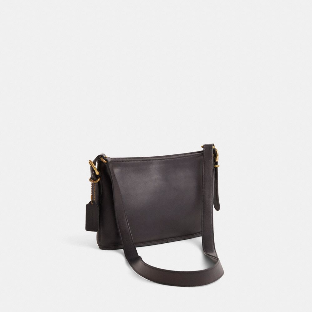 COACH®,Vintage Equestrian Zip Bag,Black,Angle View