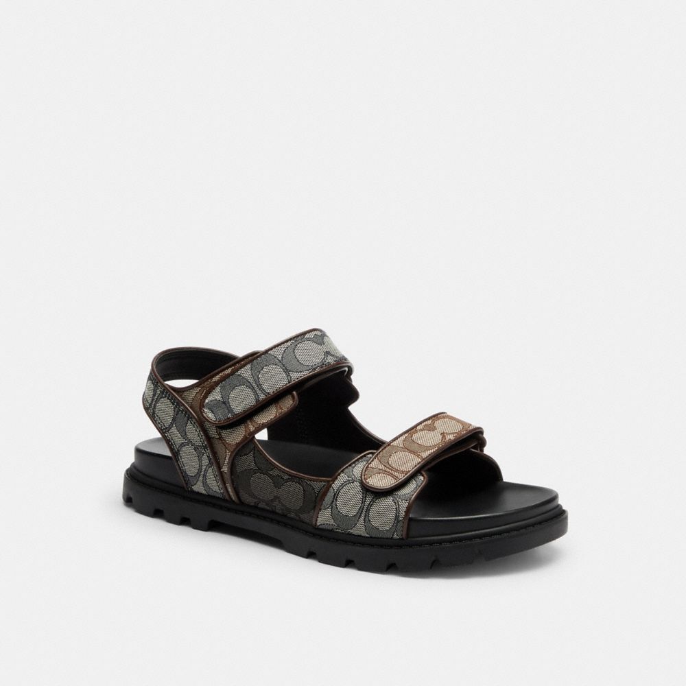 COACH®,Double Strap Sandal In Signature Jacquard,,Front View