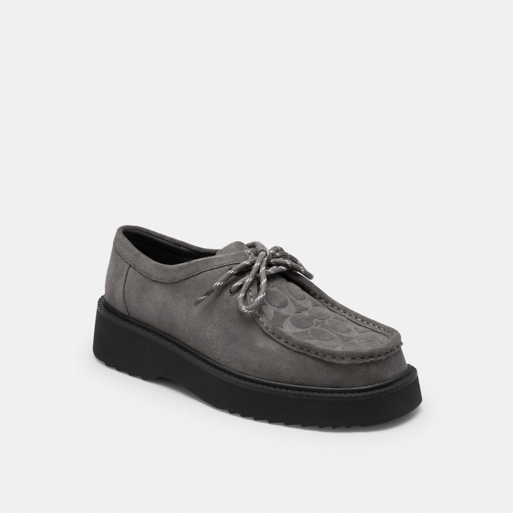 COACH®,Chukka Boot In Signature Suede,EVA,Suede,Loafer,Logo,Business Casual,Gray,Front View
