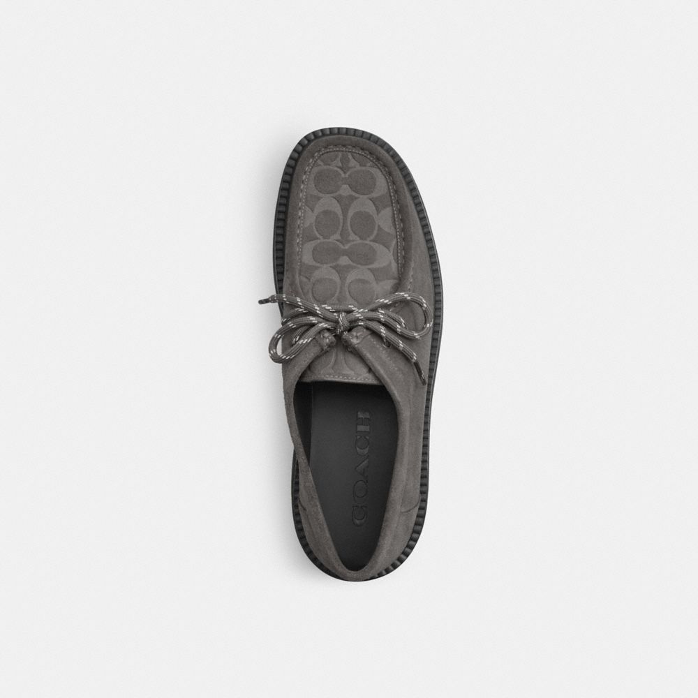 COACH®,Chukka Boot In Signature Suede,EVA,Suede,Loafer,Logo,Business Casual,Gray,Inside View,Top View