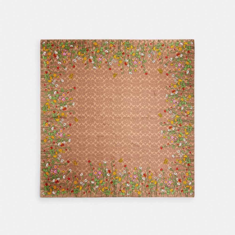 COACH®,Signature Spring Blossom Print Silk Square Scarf,,Front View