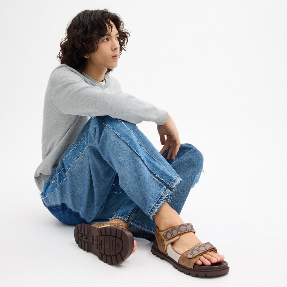 COACH®,Double Strap Sandal In Signature,,Detail View
