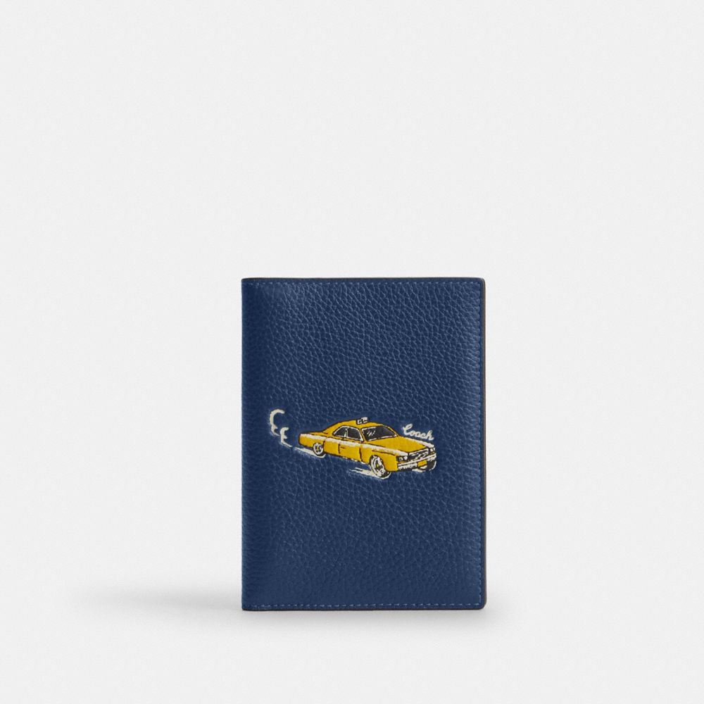 COACH®,Passport Card Case With Car Print,,Front View