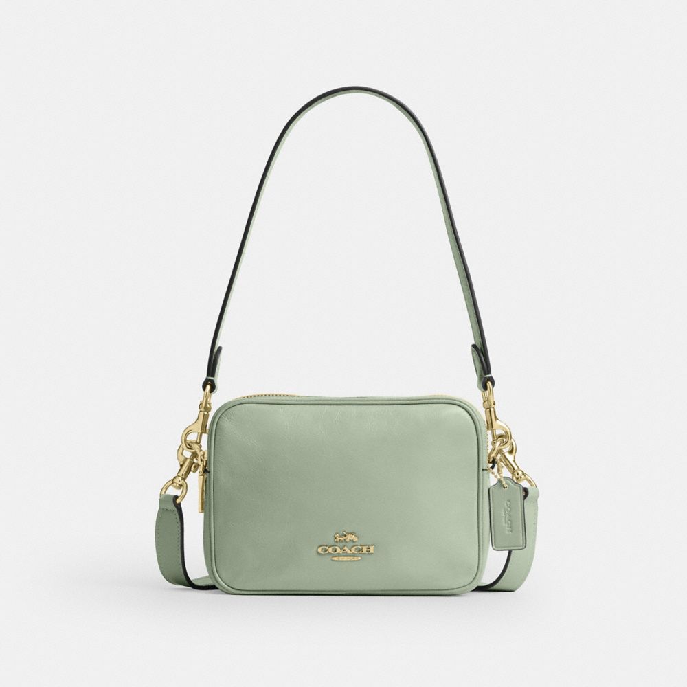 COACH®,Mini Carey Crossbody Bag,Recycled Polyester,Leather,Crossbody,Pendant,Metal,Sustainable,Silver Metal,Casual,,Front View