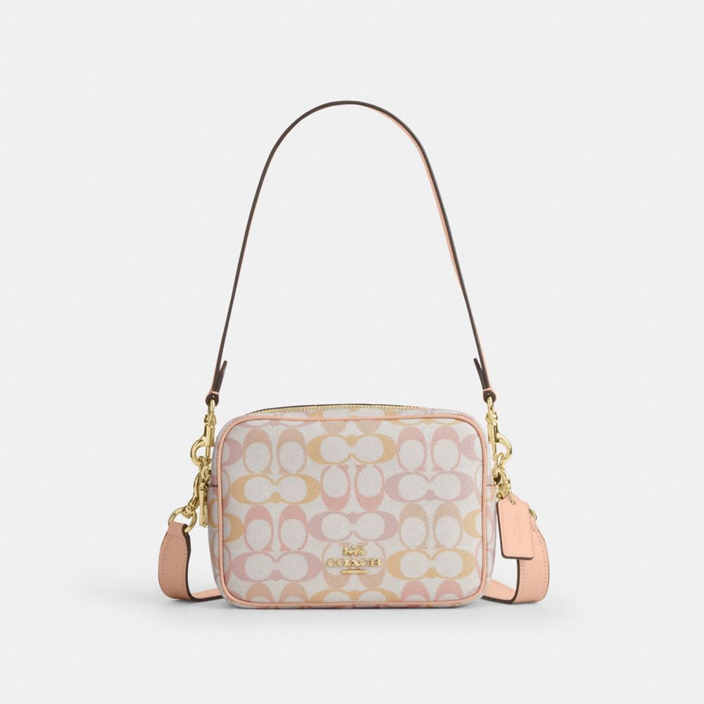 COACH®,Mini Carey Crossbody Bag In Signature Canvas,,Front View