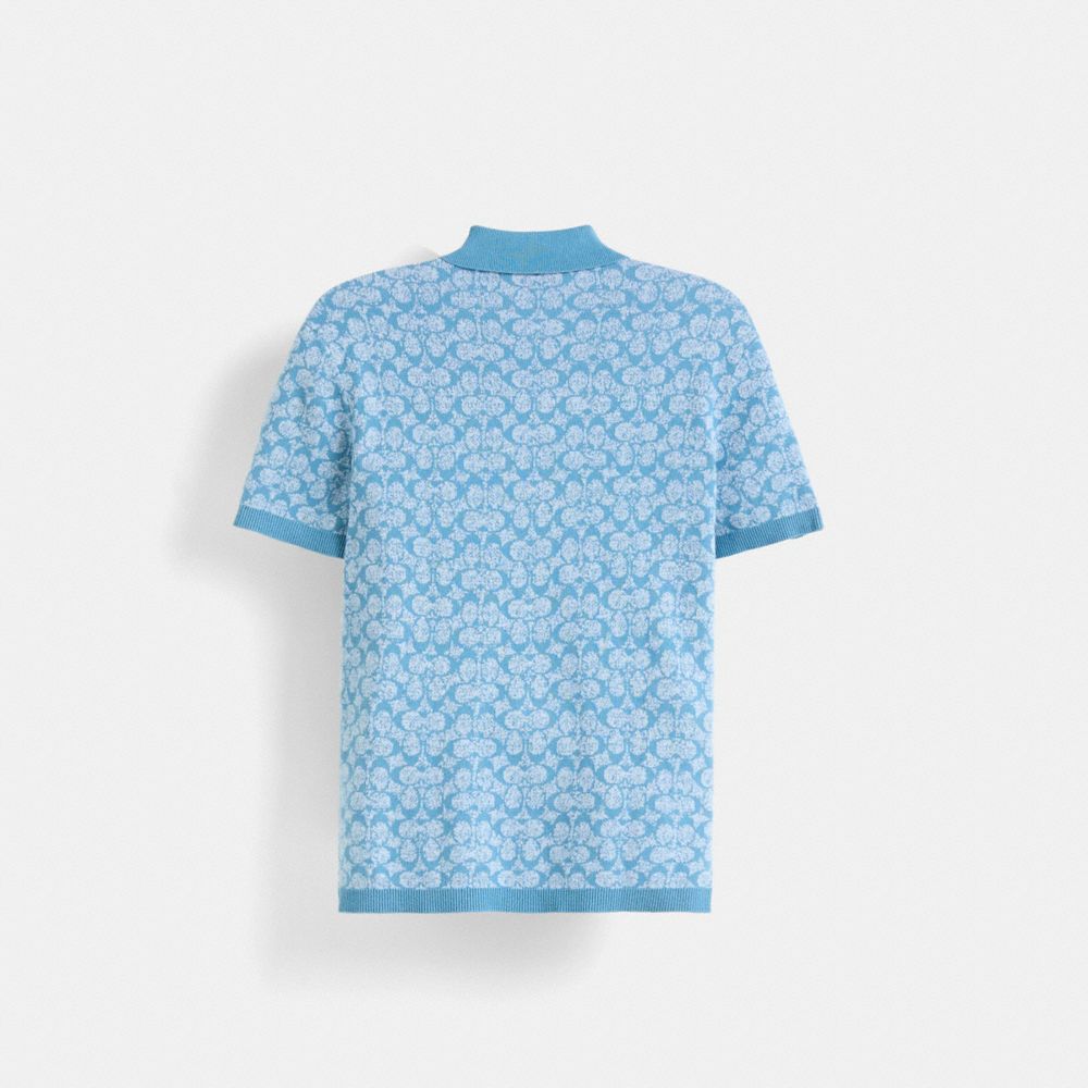 COACH®,Restored Signature Polo,Polyamide,Cotton,Cotton Knit,Sweater,Polo Shirt,Logo,Casual,Multi Color,Back View