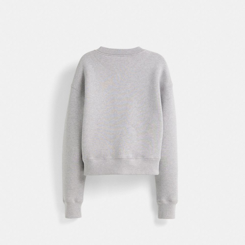 COACH®,Restored Needlepunch Signature Sweatshirt,Gray,Back View